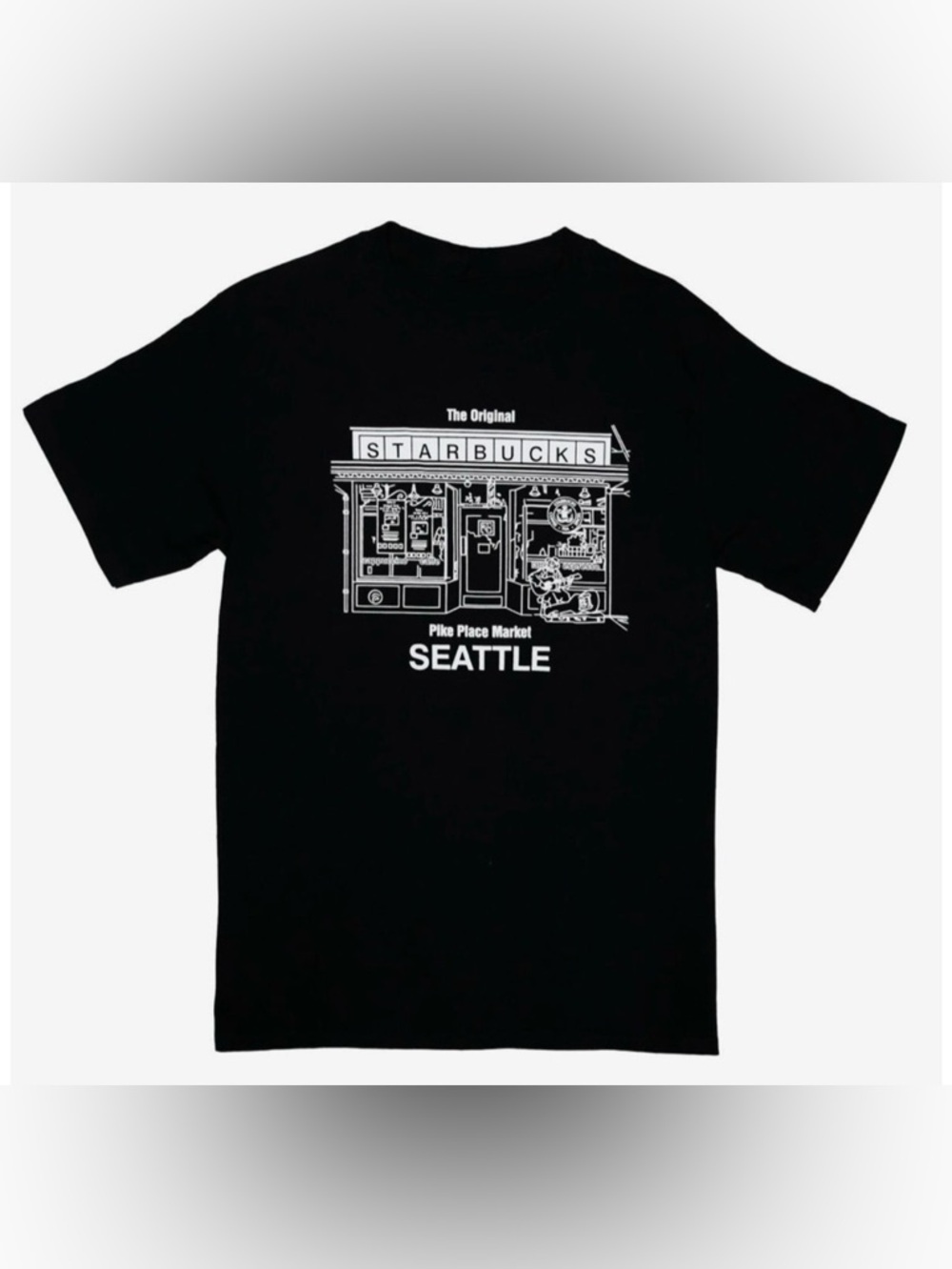 Gildan Unisex The Original Starbucks Pike Place Market T-Shirt Black Graphic Tee